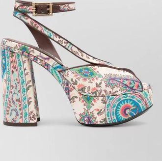 Etro leather paisley-print platform sandals