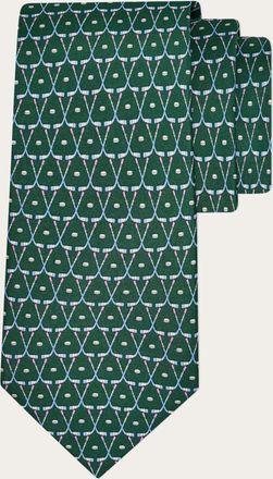 Ferragamo Men Hockey print silk tie Green