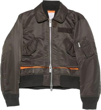 sacai 26-08582531D Bomberjack - Dames - Bomber jackets - Groen - S - Nylon - Jassen