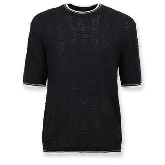 Laneus Tops, Heren, Blauw, L, Katoen, Gebreid T-shirt