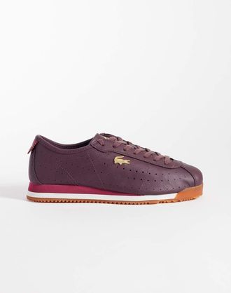 Lacoste sneaker club-low con suola in gomma e dettaglio dorato bordeaux-Rosso
