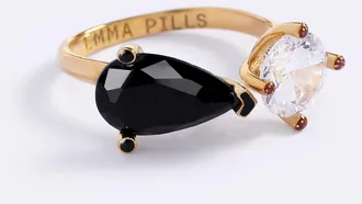 Emma Pills Double Love Ring in Black at Nordstrom, Size 7