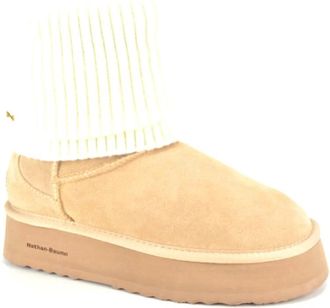 Nathan-Baume Beige Botje + Wol DZ - Dames - Winterlaarzen - Beige - 39 EU - Wol - Schoenen