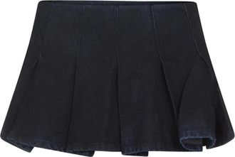 Diesel Denim Pliss&eacute; Minirok - Dames - Korte broeken - Blauw - Maat: W28 Denim