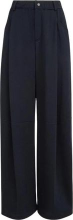 Brunello Cucinelli Broek met Wijde Pijpen en Hoge Taille - Dames - Wijde Broeken - Blauw - M - Broeken