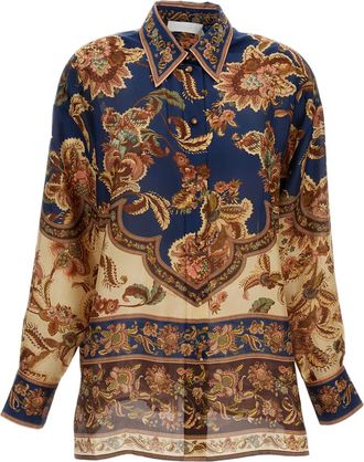 Zimmermann Navy Aster Relaxed Silk Shirt