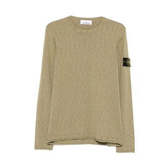 Stone Island Waffle Knit Sweater - Heren - Ronde hals truien - Groen - S - Katoen - Truien & Vesten