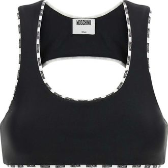 Moschino Tops, Dames, Zwart, S, Top met logoband en uitsnijding