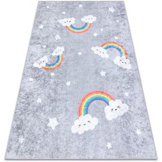 RugsX Rugsx - junior 52063.801 washing carpet Rainbow, clouds for children anti-slip - grey grey 160x220 cm