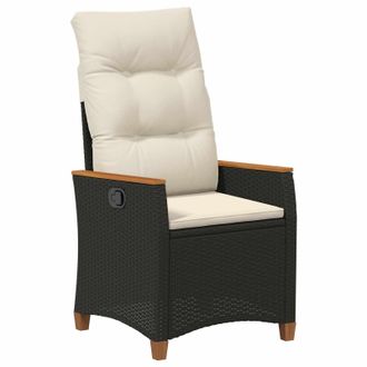 vidaXL Silla De Jard&iacute;n Reclinable Negro Y Crema 64 X 57,5 X 112 Cm Vidaxl