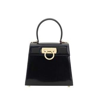 Ferragamo Black Calf Leather Bos Taurus Womens Handbag