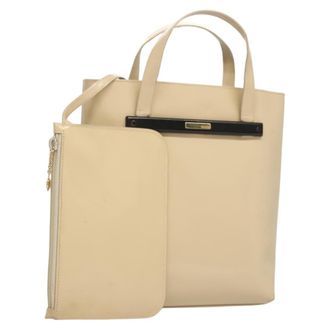 Gucci Vintage Handbag Enamel Beige Patent_Leather Handbag (Pre-Owned)