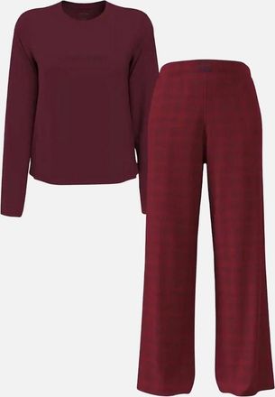 Calvin Klein Womens Women Check Flannel Pyjama Set, Zinfandel - Red - Size: XS