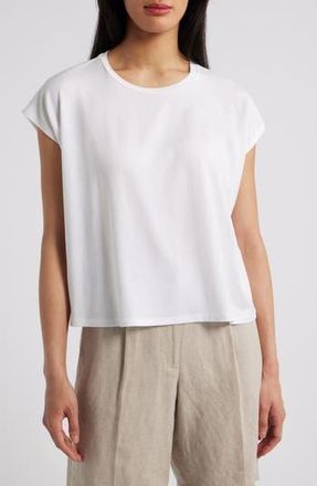 Eileen Fisher Short Sleeve Tencel Lyocell T-Shirt in White at Nordstrom Rack, Size X-Large