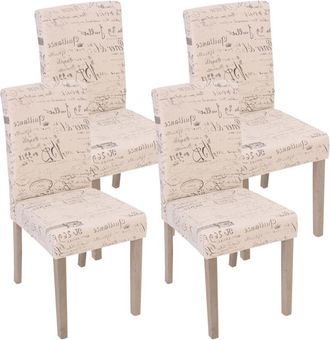 Hhg Set 4x sedie Littau tessuto soggiorno cucina sala da pranzo 43x56x90cm scritte piedi color rovere