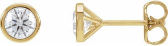 Tresorra 14K Yellow Gold Lab-Grown Diamond 1 Carat Round Bezel Set Stud Earrings