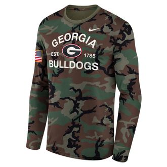 Nike Georgia 2025 Military Appreciation Legend Nike Mens Dri-FIT College Long-Sleeve T-Shirt in Green | 02TJ2DHNGB-19F