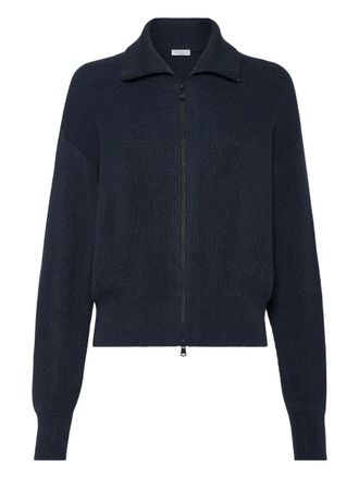 Brunello Cucinelli metallic-threading cardigan - Blue
