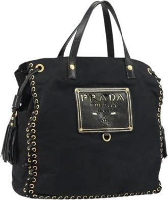 Prada Pre-owned Tote Bags, female, Black, Size: ONE SIZE Pre-owned Nylon Tote Bag