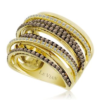 Le Vian Grand Sample Sale Ring Chocolate Diamonds, Vanilla Diamonds set in 14K Honey Gold Ring Size 7 R3078DB