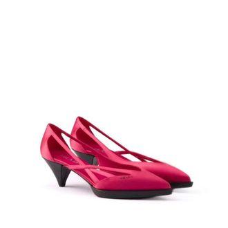 Prada Womens Silk Cut-Out Pump Pink Leather