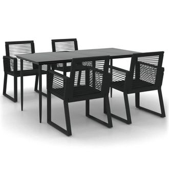 Berkfield Home 5 Piece Garden Dining Set Black PVC Rattan