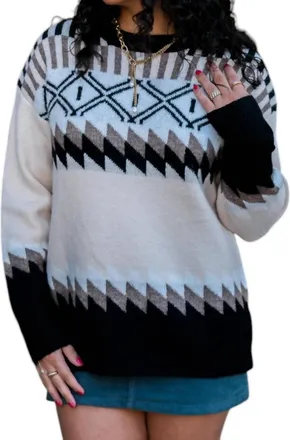 Papillon Geo Print Sweater In Beige
