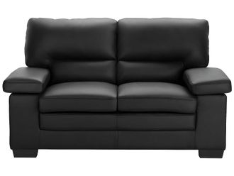 VENTE-UNIQUE.COM Sof&aacute; fijo piel 2 plazas negro 162x89cm