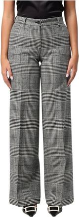 Dolce & Gabbana Broeken, Dames, Grijs, M, Wide Leg Plaid Broeken
