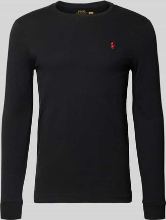 Polo Ralph Lauren Custom Slim Fit Longsleeve mit Label-Stitching in Black, Größe XXL