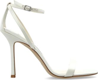 Jimmy Choo London Moza 100 Hoge Sandalen - Dames - Sandalen met hakken - Wit - 36 EU - Leer - Schoenen