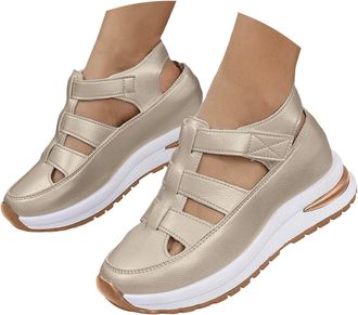 Generic Orthopedic Sandals for Women 2026, Comfortable Sandals with Arch Support Closed Toe Platform Sneaker Breathable Hollow Out Wedge for Casual Dress Walk