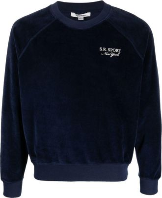 Sporty & Rich logo-embroidered long-sleeve sweatshirt - men - Cotton - M - Blue