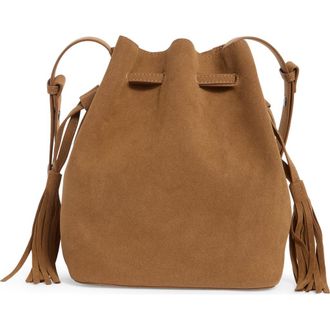 BCBGeneration Tassel Water Repellent Bucket Bag in Caramel at Nordstrom Rack