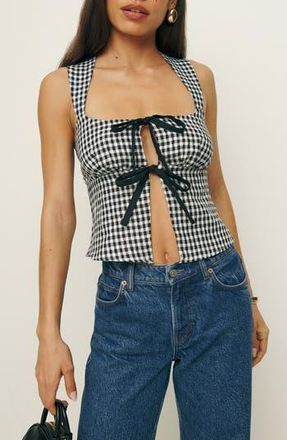 Reformation Azalea Gingham Linen Tank in April Check at Nordstrom Rack, Size 12