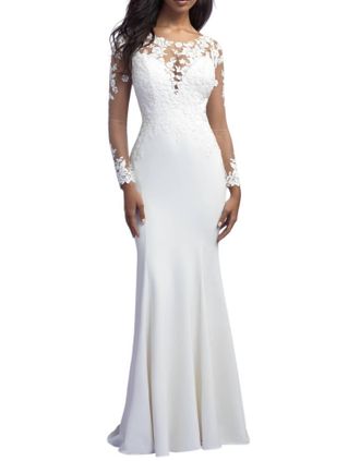 Allure Bridals Intricate Lace Appliqu&eacute; Wedding Gown In Ivory/nude