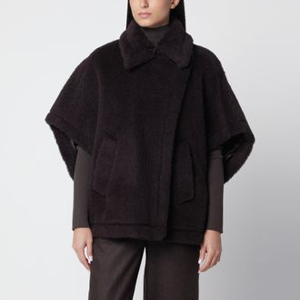 Max Mara Mantella marrone in teddy di alpaca e lana