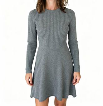 Aqua A-Line Cashmere Dress In Grey