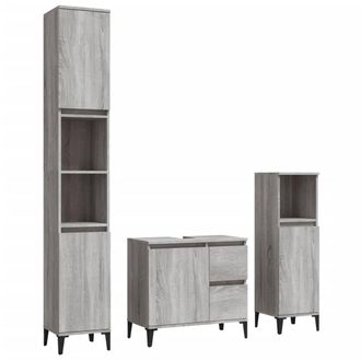 Berkfield Home 3 Piece Bathroom Cabinet Set Grey Sonoma Engineered Wood