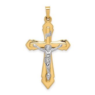 Diamond2Deal 14k Two-tone Gold Polished INRI Crucifix Pendant