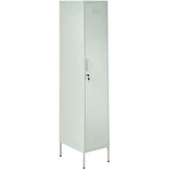 Beliani Metal Storage Cabinet Mint Green Metal Locker with 5 Shelves and Rail Modern Home Office FROME