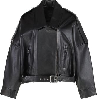Pinko Pinko Womens Confine Leather Biker Jacket - Black - Size X-Small