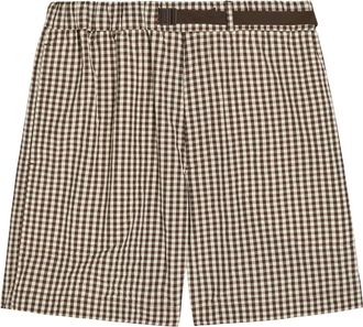 Moncler Gingham Cotton-blend Shorts - Grey - S