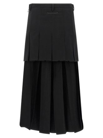 Maison Margiela Overlapping Pleated Skirt - Black