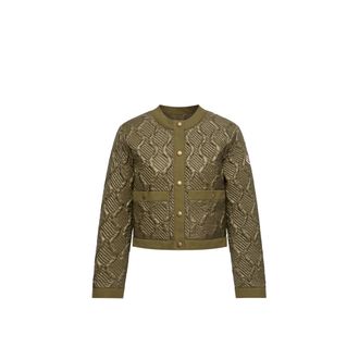 Moncler Moncler Libellule Geometric Quilted Short Down Jacket, Women, Green, Size: 00
