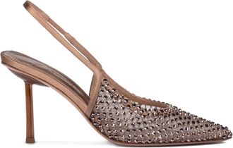 Le Silla 80 mm Gilda slingback pumps met kristallen - Bruin