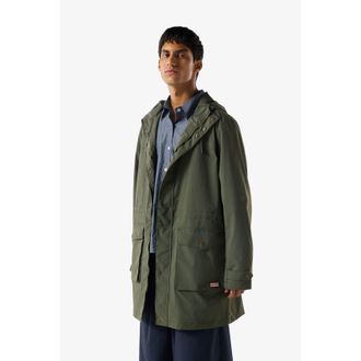 Hunter Lightweight Waterproof Mens Green Rain Parkas - Dark Green Polyamide - Size X-Large