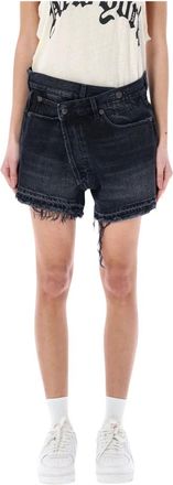 R13 Korte Broeken, Dames, Zwart, W25, Denim, Crossover Short