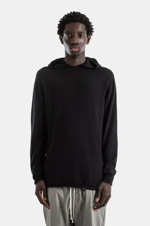 Rick Owens Mens Oversize Black Wool Hoodie Sweater