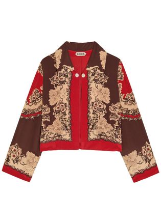 Bode Storybook Printed Silk Jacket - Red - S (UK8-10 / S)